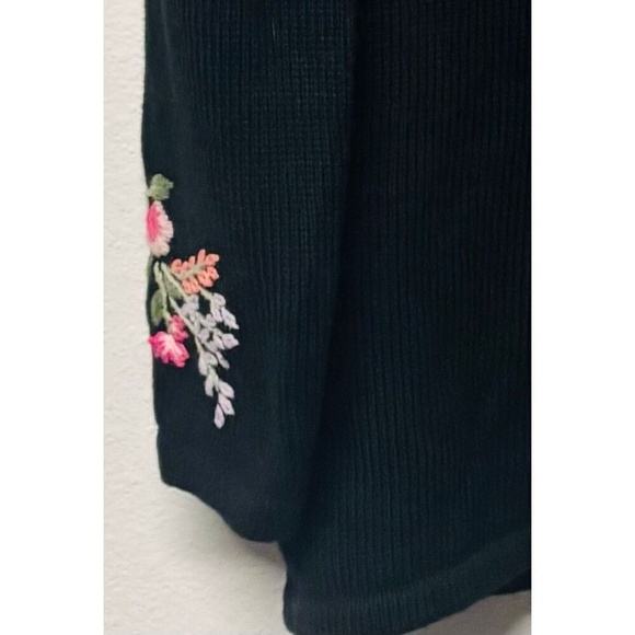 Vintage Black Embroidered Floral Button Ramie Cotton Blend Cardigan‎ Size Small - Picture 10 of 12
